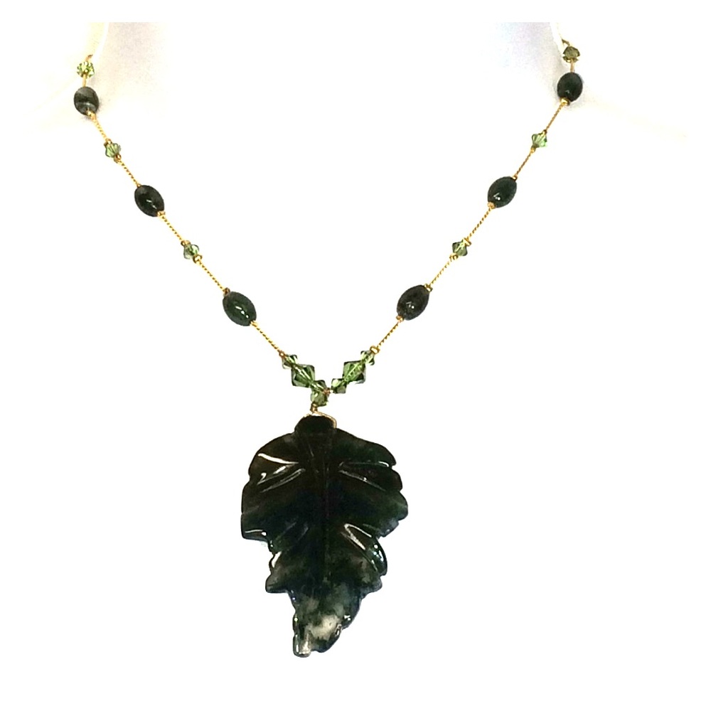 Dabby Reid Crystal and Glass Leaf Necklace